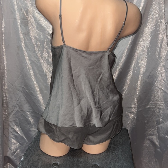 Victoria secret 2 piece pj set silk satin green grey lace sexy y2k vintage tank - Picture 6 of 10
